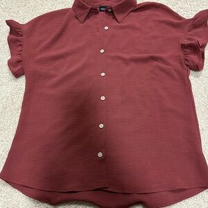 Women's Maroon Button-Up Top